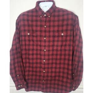 Duluth Trading Co Men XL Flannel Shirt L/S Red Black Button Thick 100% Cotton